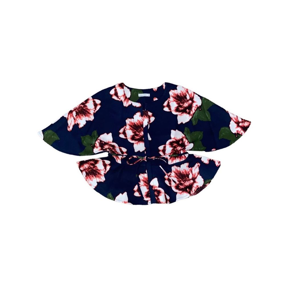 New Marina Kaneva Floral Zip Up Tie Waist Top 10